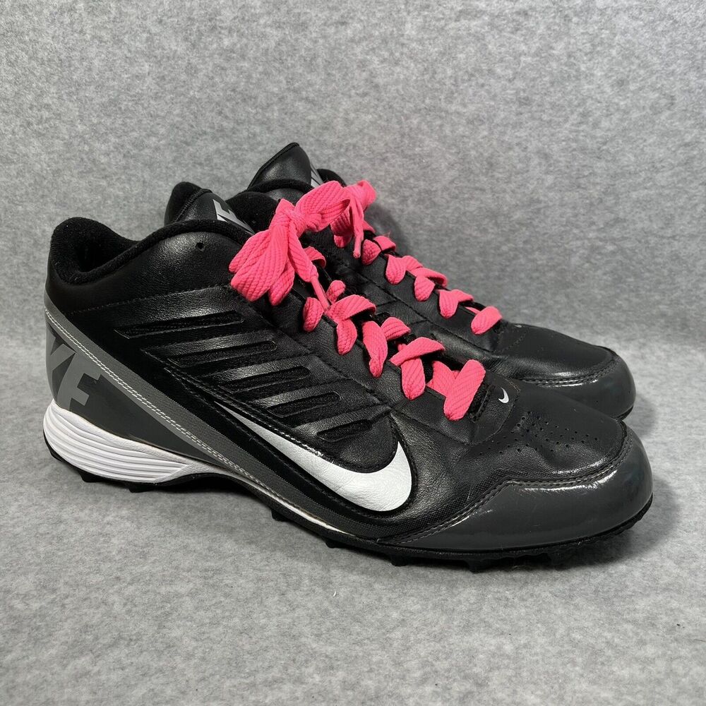 Nike Land Shark Football Cleats Men's 10 Black Silver Athletic 511292-009 Soccer